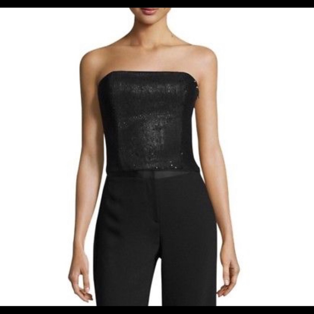 NWT Halston Heritage black sequin strapless top